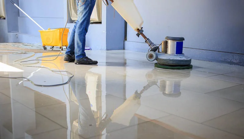 VCT Floor Stripping and Waxing Process