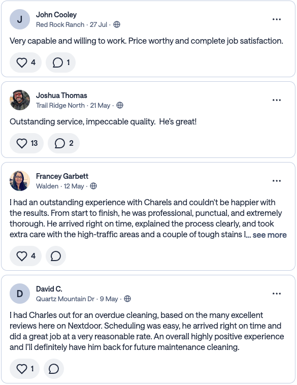 Nextdoor recommendations - Red Rock Ranch, Trail Ridge North, Walden, Quartz Mountain neighbors